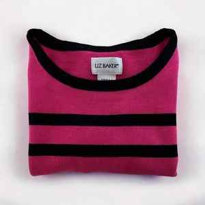 Liz Baker black/pink striped sweater